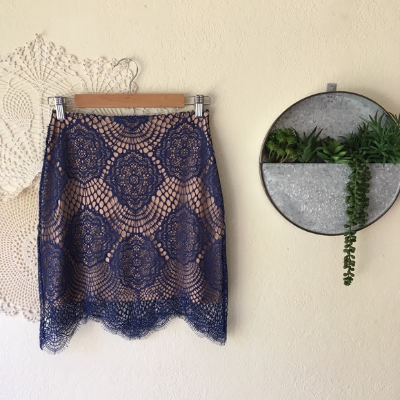 For Love And Lemons Dresses & Skirts - For Love and Lemons Grace blue lace mini skirt